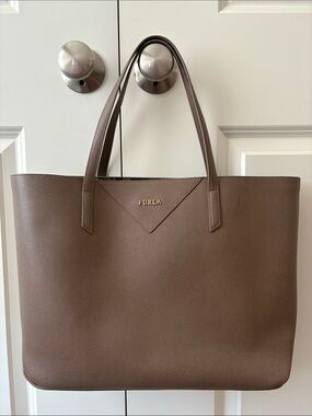 Furla Brown Taupe Leather Tote